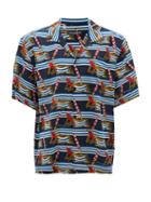 Matchesfashion.com Dolce & Gabbana - Deckchair And Stripe-print Silk Shirt - Mens - Blue Multi