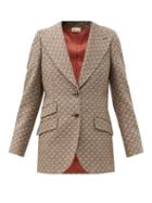 Matchesfashion.com Gucci - G-logo Jacquard Single-breasted Wool Jacket - Womens - Brown Multi