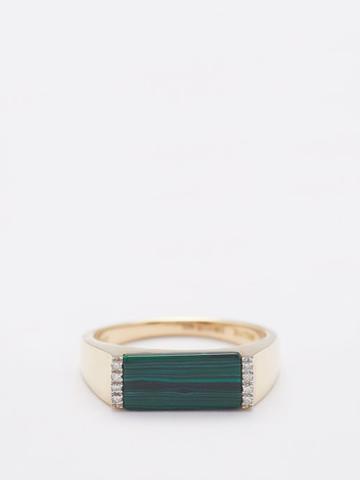 Mateo - Diamond, Malachite & 14kt Gold Ring - Mens - Yellow Gold