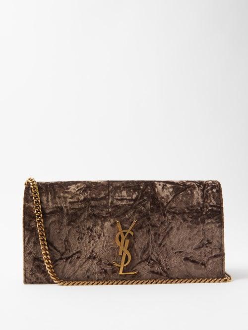 Saint Laurent - Kate Velvet Cross-body Bag - Womens - Brown