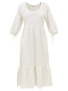 Casa Raki - Flavia Puff-sleeve Organic-cotton Dress - Womens - White