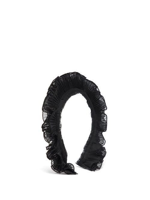Matchesfashion.com Eliurpi - Pleated Organza Headband - Womens - Black