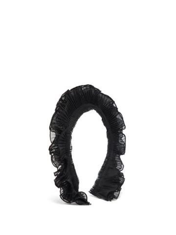 Matchesfashion.com Eliurpi - Pleated Organza Headband - Womens - Black