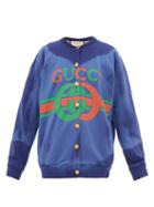Matchesfashion.com Gucci - Logo Print Tie Dyed Cotton Buttoned Sweatshirt - Womens - Purple Multi