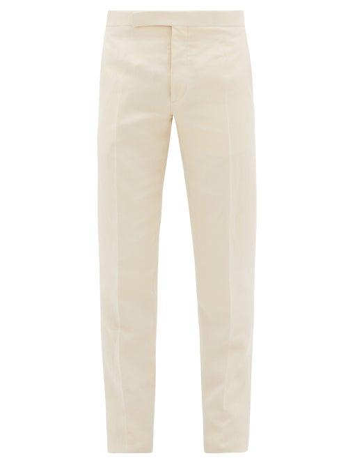 Matchesfashion.com Ralph Lauren Purple Label - Slim-leg Silk-blend Tailored Trousers - Mens - Cream