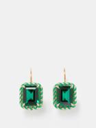 Alison Lou - Streamer Emerald & 14kt Gold Drop Earrings - Womens - Green Multi