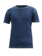 Rrl - Waffle-knit Cotton Henley Top - Mens - Indigo
