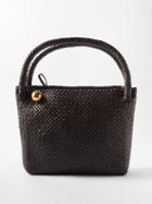 Bottega Veneta - Tosca Intrecciato-leather Shoulder Bag - Womens - Dark Brown