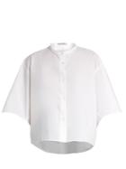 Acne Studios Bridget Collarless Cotton-poplin Cropped Shirt