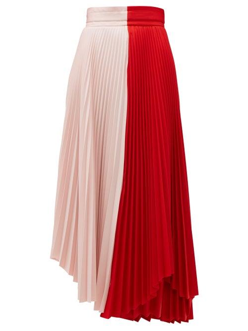 Matchesfashion.com A.w.a.k.e. Mode - Double Trouble Doric Pleated Crepe Midi Skirt - Womens - Multi