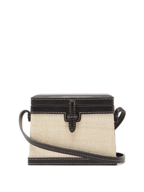 Matchesfashion.com Hunting Season - Trunk Mini Raffia And Leather Cross-body Bag - Womens - Black Multi