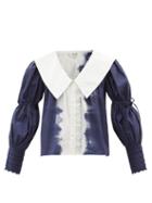 Ladies Rtw Sea - Everlyn Tie-dye Cotton Blouse - Womens - Blue White