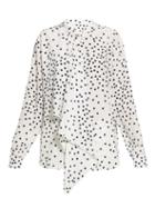 Matchesfashion.com Stella Mccartney - Draped Front Polka Dot Crepe Blouse - Womens - White Black