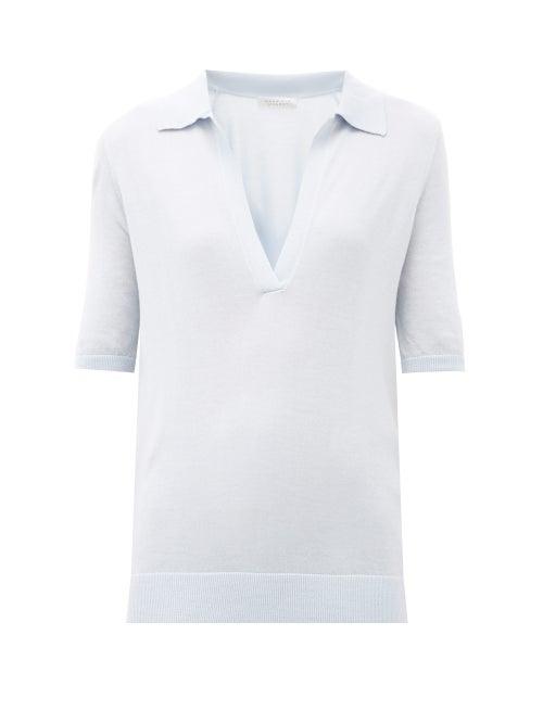 Matchesfashion.com Gabriela Hearst - Frank Cashmere-blend Polo Sweater - Womens - Light Blue