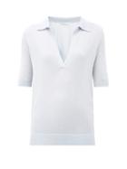 Matchesfashion.com Gabriela Hearst - Frank Cashmere-blend Polo Sweater - Womens - Light Blue