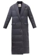 Brunello Cucinelli - Monili-trim Peak-lapel Padded-shell Coat - Womens - Dark Navy