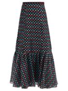 Matchesfashion.com Erdem - Claudena High-rise Polka-dot Organza Midi Skirt - Womens - Multi