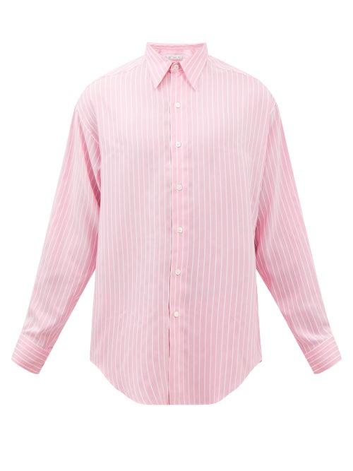 Umit Benan B+ - Striped Silk-blend Poplin Shirt - Mens - Pink