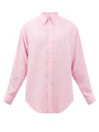 Umit Benan B+ - Striped Silk-blend Poplin Shirt - Mens - Pink