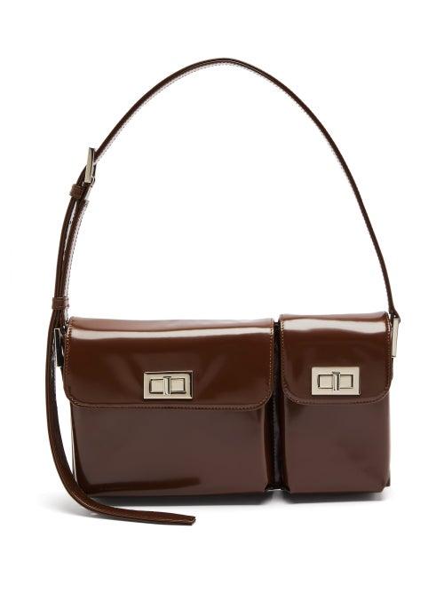 Matchesfashion.com By Far - Billy Patent-leather Shoulder Bag - Womens - Dark Brown