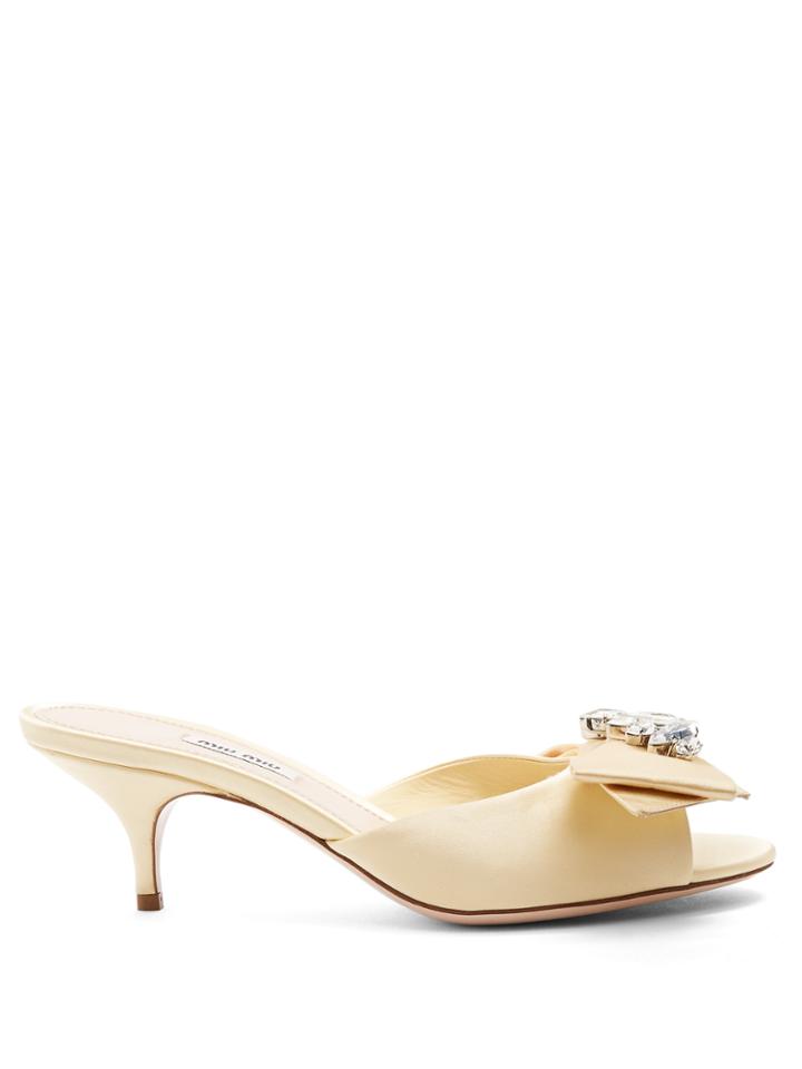 Miu Miu Embellished-bow Satin Sandals