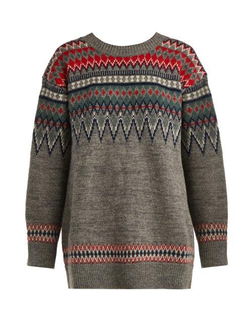 Matchesfashion.com Junya Watanabe - Fair Isle Knitted Wool Sweater - Womens - Grey Multi