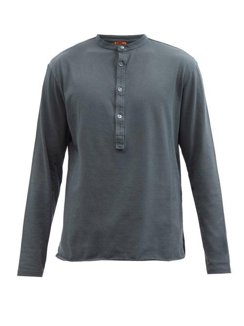 Barena Venezia - Nalin Cotton-jersey Henley Top - Mens - Dark Grey
