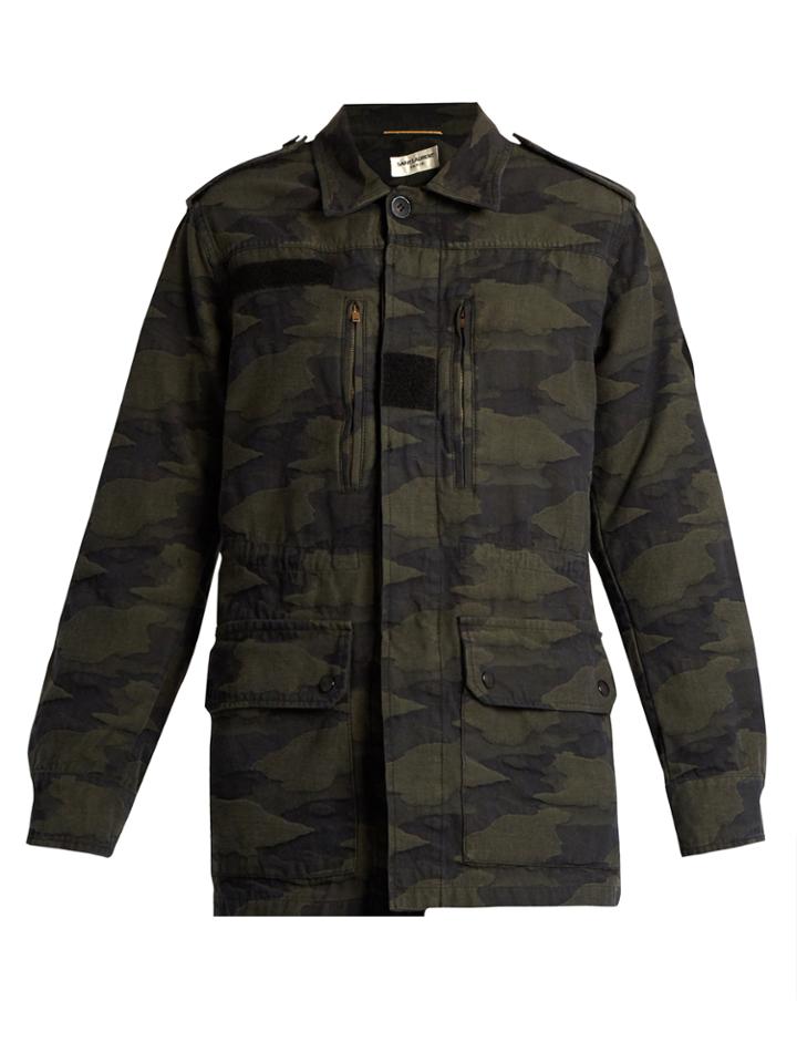 Saint Laurent Camouflage-jacquard Cotton Jacket