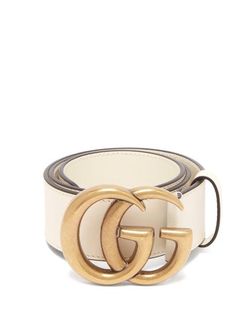 Matchesfashion.com Gucci - Gg-logo Leather Belt - Womens - White