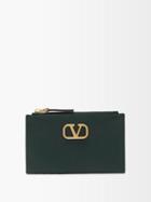 Valentino Garavani - Valentino-plaque Leather Cardholder - Womens - Dark Green
