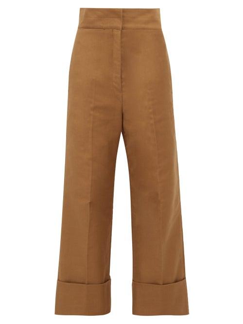Matchesfashion.com Lemaire - Cotton Twill Wide Leg Trousers - Womens - Khaki