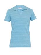 Matchesfashion.com Orlebar Brown - Felix Open Neck Cotton Polo Shirt - Mens - Blue