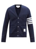 Mens Rtw Thom Browne - Four-bar Intarsia Cotton Cardigan - Mens - Navy