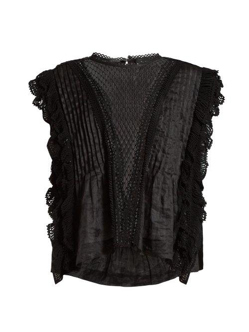 Matchesfashion.com Isabel Marant - Roya Lace Insert Voile Blouse - Womens - Black