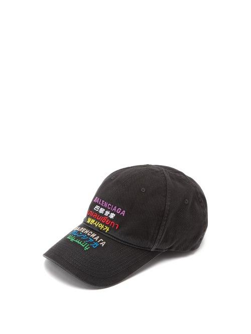 Matchesfashion.com Balenciaga - Language Logo-embroidered Cotton-twill Cap - Mens - Black Multi