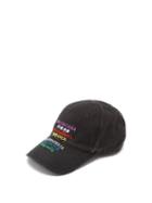 Matchesfashion.com Balenciaga - Language Logo-embroidered Cotton-twill Cap - Mens - Black Multi