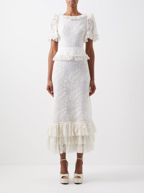 The Vampire's Wife - Heidi Cutout-back Leavers-lace Dress - Womens - Ivory