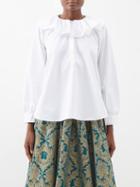 The Meaning Well - Josephine Frill-collar Cotton-poplin Blouse - Womens - White