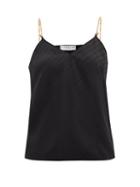 Matchesfashion.com Givenchy - Logo-jacquard Chain-strap Silk Cami Top - Womens - Black