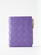 Bottega Veneta - Zipped Intrecciato-leather Wallet - Womens - Purple
