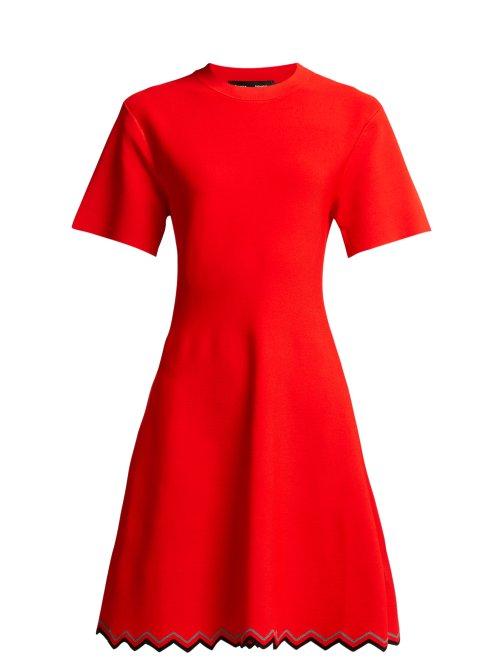Matchesfashion.com Proenza Schouler - Zigzag Hem Stretch Knit Dress - Womens - Red
