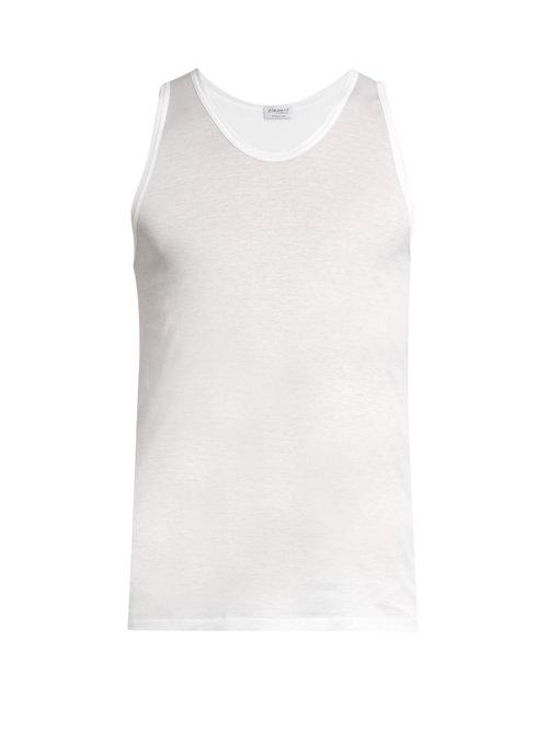 Matchesfashion.com Zimmerli - Royal Classic Scoop Neck Cotton Vest - Mens - White