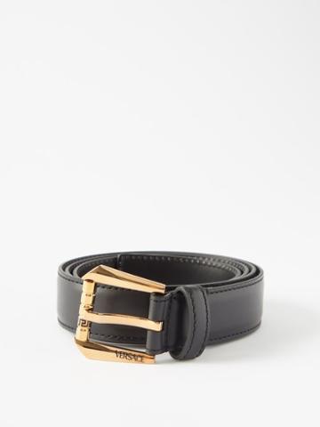 Versace - Logo-debossed Leather Belt - Mens - Black