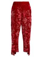 Matchesfashion.com By Walid - Meera Floral Embroidered Silk Velvet Trousers - Womens - Red