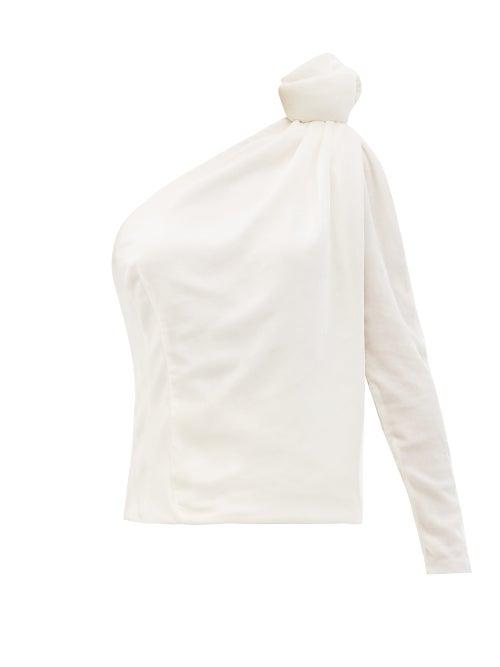 Matchesfashion.com Vika Gazinskaya - One-shoulder Velvet Top - Womens - White