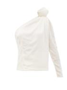 Matchesfashion.com Vika Gazinskaya - One-shoulder Velvet Top - Womens - White