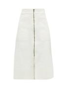 Matchesfashion.com Ssone - Zip Through Organic Denim Midi Skirt - Womens - Ivory