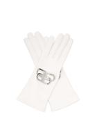 Matchesfashion.com Balenciaga - Bb Logo Plaque Leather Gloves - Womens - White
