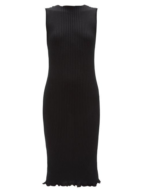 Mm6 Maison Margiela - Keyhole Ribbed-cotton Midi Dress - Womens - Black