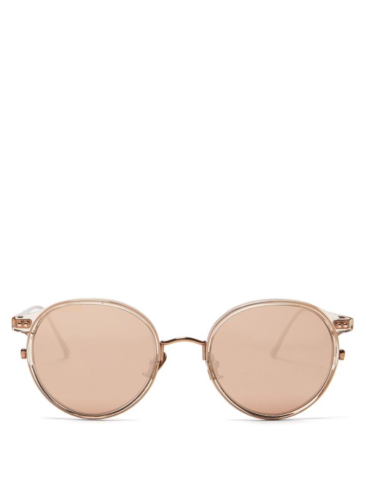 Linda Farrow Mirrored Rose-gold Plated Round Sunglasses